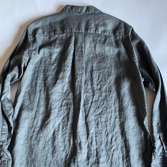 TWO Uniqlo linen shirts women's size XL gray, green - Picture 3 of 9
